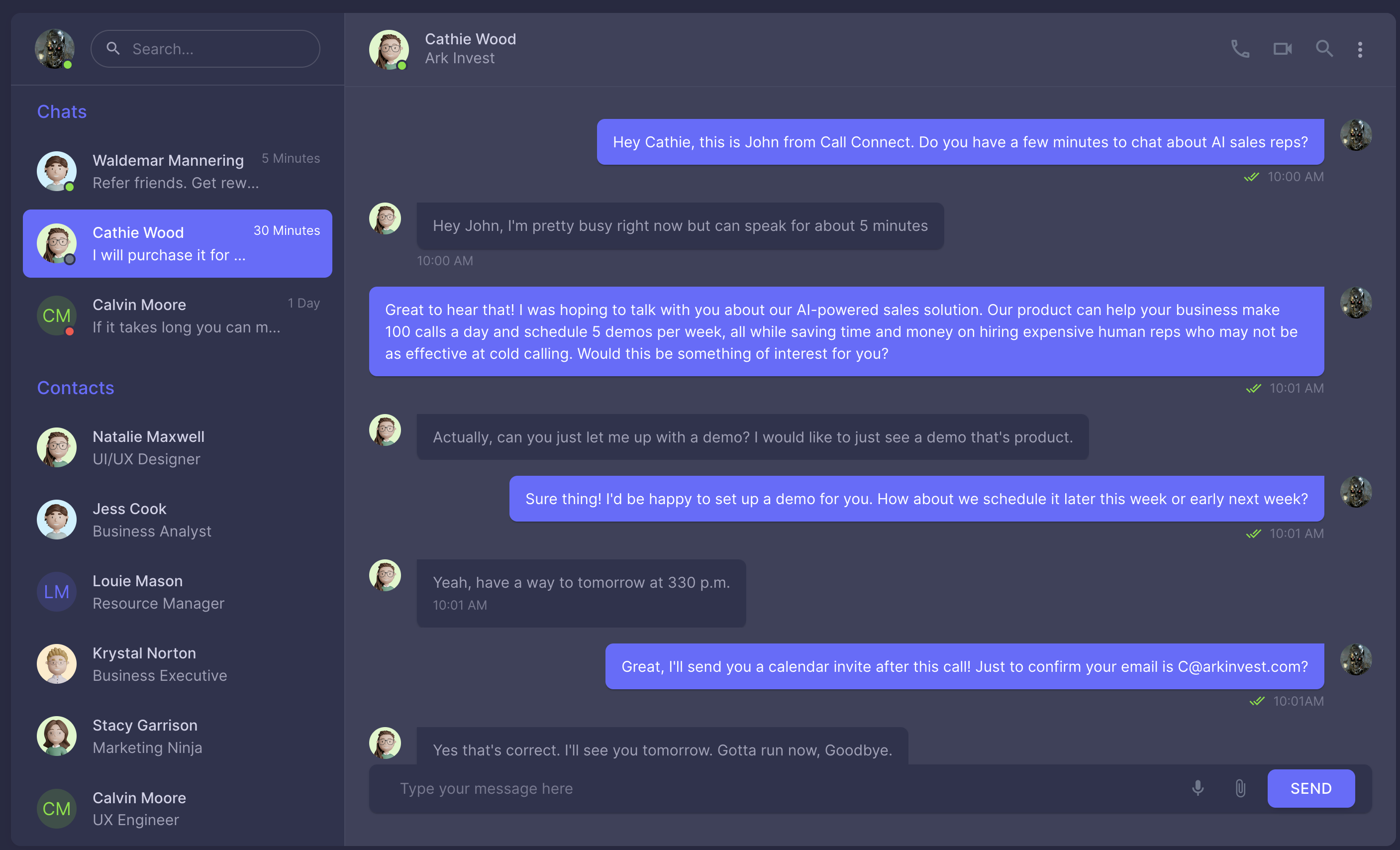 Namely AI AI Sales Assistant Call Logs